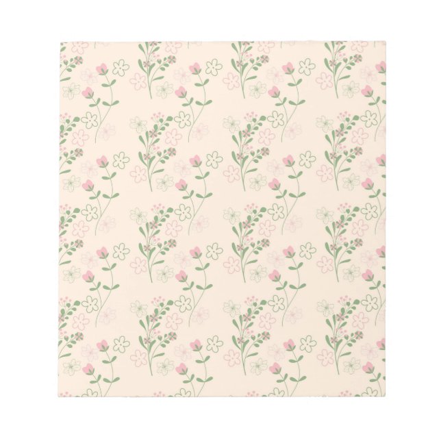 Pink Green Retro Y2K 70er Blume Muster Notizblock (Vorderseite)