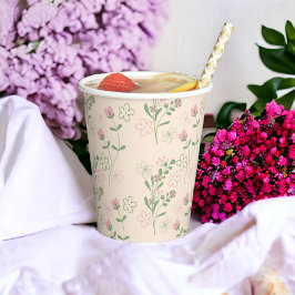 Pink Green Retro Y2K 70er Blume Muster Pappbecher