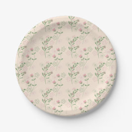 Pink Green Retro Y2K 70er Blume Muster Pappteller