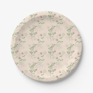 Pink Green Retro Y2K 70er Blume Muster Pappteller