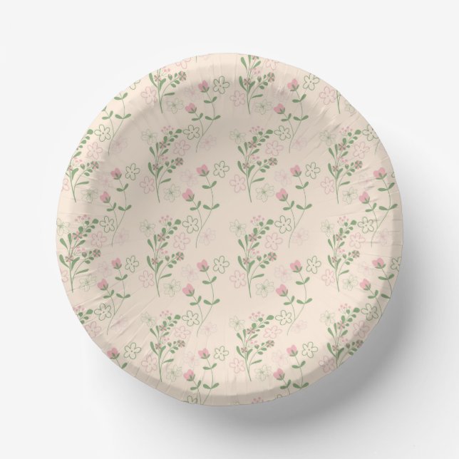 Pink Green Retro Y2K 70er Blume Muster Pappteller (Vorderseite)