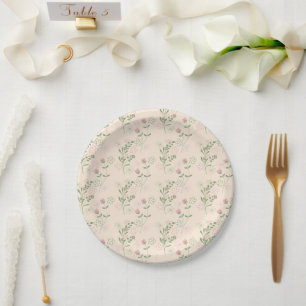 Pink Green Retro Y2K 70er Blume Muster Pappteller