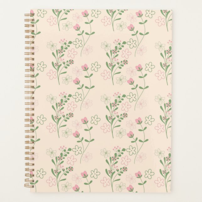 Pink Green Retro Y2K 70er Blume Muster Planer (Vorderseite)