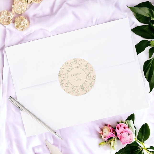 Pink Green Retro Y2K 70er Blume Muster Runder Aufkleber (Zazzle Pink Green Retro Y2K 70s Flower Pattern Round Sticker)