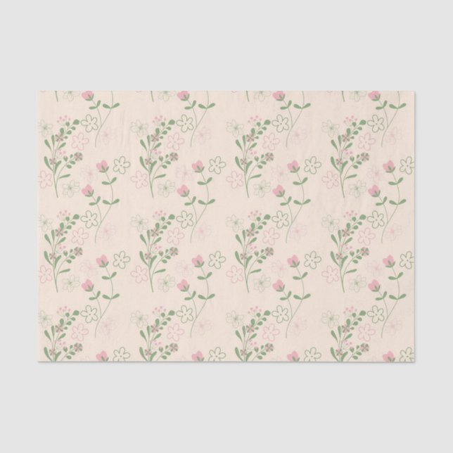 Pink Green Retro Y2K 70er Blume Muster Seidenpapier (Vorderseite)