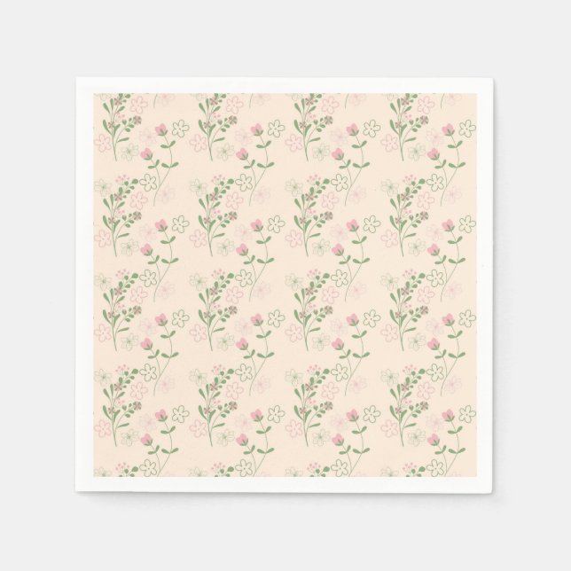 Pink Green Retro Y2K 70er Blume Muster Serviette (Vorderseite)