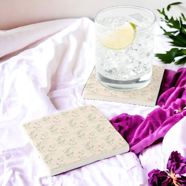 Pink Green Retro Y2K 70er Blume Muster Steinuntersetzer (Zazzle Pink Green Retro Y2K 70s Flower Pattern Stone Coaster)