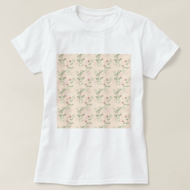 Pink Green Retro Y2K 70er Blume Muster T-Shirt (Design vorne)