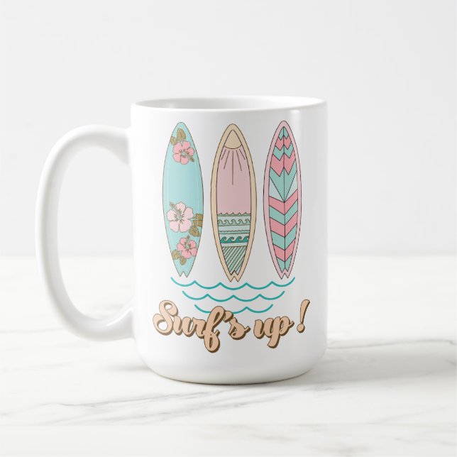 PINK & GREEN SOMMERZEITSURFBOARTEN KAFFEETASSE (Links)