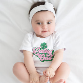 Pink Green St. Patrick's Day Lucky One Baby Strampler