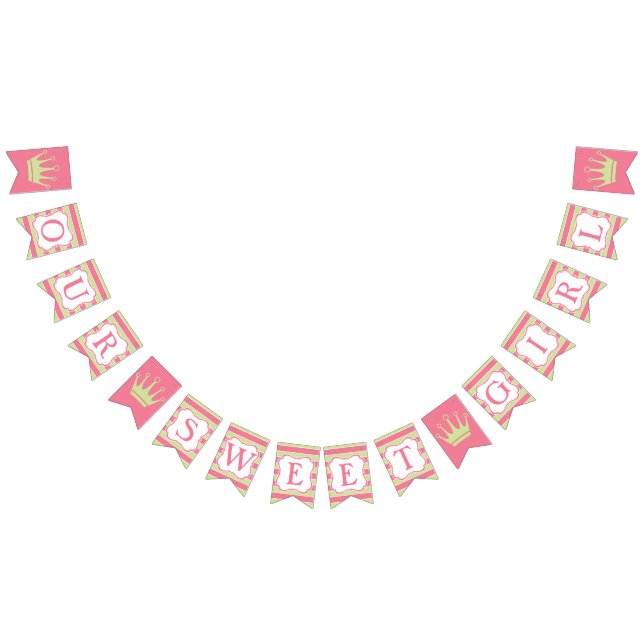 Pink Green Strip Babydusche Jägerflagge Wimpelkette (Alle)