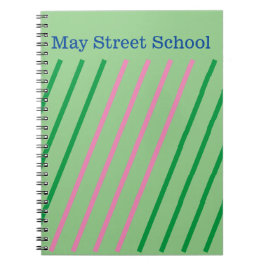 Pink Green Striped School Noteback - Custom Name Notizblock