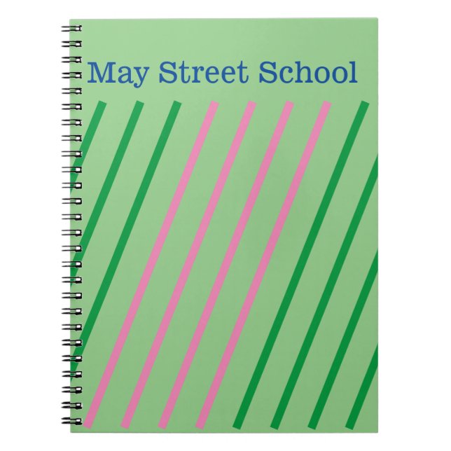 Pink Green Striped School Noteback - Custom Name Notizblock (Vorderseite)