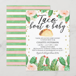 Pink Green Taco Bout Invitation Baby shower Bébé