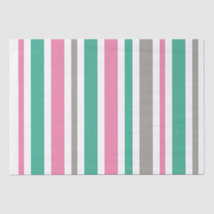 Pink Green Taupe Stripe Seidenpapier