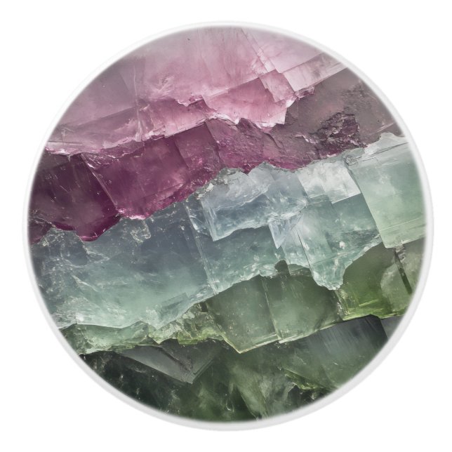 Pink Green Tourmaline Gem Muster Keramikknauf (Vorderseite)