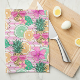 PINK & GREEN TROPICAL SOMMER BEACH THEMA GESCHIRRTUCH