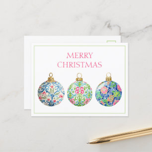 Pink Green und Navy Blue Chinoiserie Weihnachten Postkarte