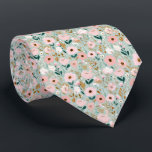 Pink Green Watercolor Florals Wedding Groomsmen  Krawatte<br><div class="desc">Beautiful pink and green watercolor florals neck tie. Perfect for the wedding party,  including the groom,  groomsmen,  father of the bride and groom.</div>