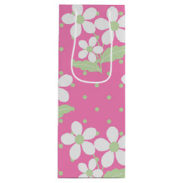 PINK GREEN WHITE DAISY BLUME GESCHENKTÜTE FÜR WEINFLASCHEN