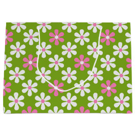 PINK GREEN WHITE DAISY BLUME GROßE GESCHENKTÜTE