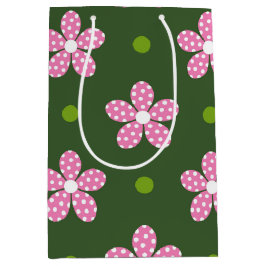 PINK GREEN WHITE DAISY BLUME MITTLERE GESCHENKTÜTE