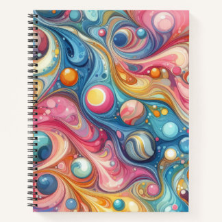 PINK GREEN YELLOW BLAU ABSTRAKTE WIRBEL NOTIZBUCH