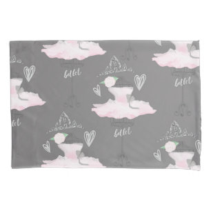 Pink & Grey Couture Ballerina Mädchen-Schlafzimmer Kissenbezug