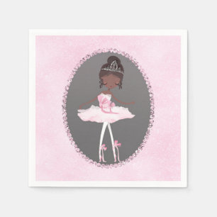 Pink & Grey Couture Dunkle Ballerina Geburtstagsfe Serviette