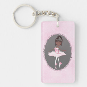 Pink & Grey Couture Dunkle Haut Ballerina Mädchen Schlüsselanhänger