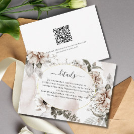Pink Grey Floral Elegant Wedding Détails carte
