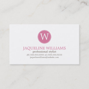 Pink-Griechisches Schlüsselmuster-Monogramm Visitenkarte