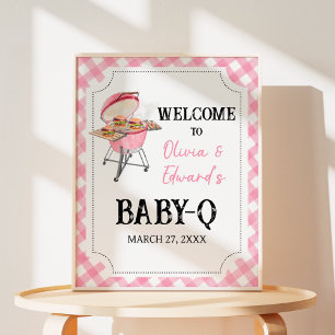 Pink GRILLEN Babydusche Begrüßungszeichen, Mädchen Poster