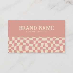 Pink Groovy Checkerboard Retro Bold Fun Visitenkarte