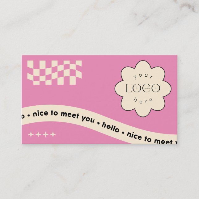 Pink Groovy Editable Business Card für Studio Visitenkarte (Vorderseite)