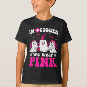 Pink Groovy Ghost Halloween Brustkrebs Auswarenes T-Shirt
