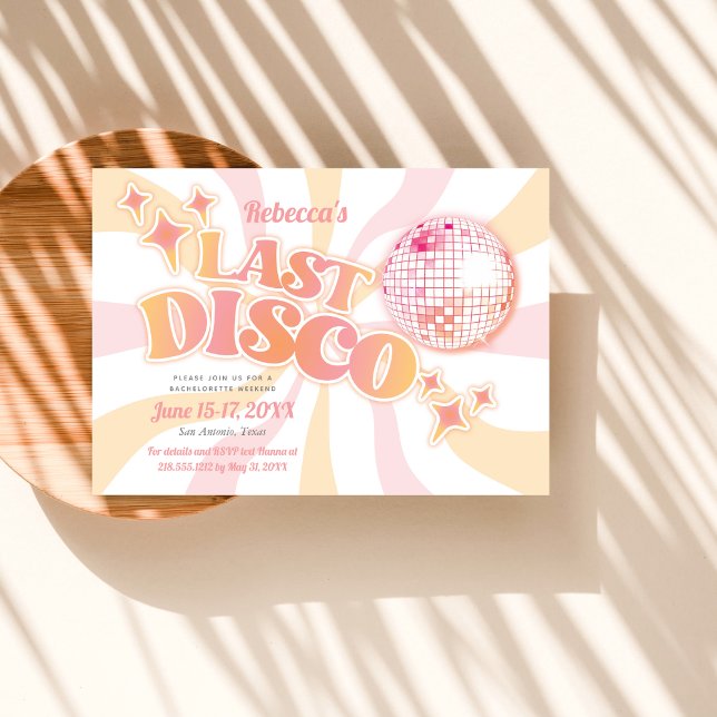 Pink Groovy Letzte Disco Bachelorette Einladung (Von Creator hochgeladen)