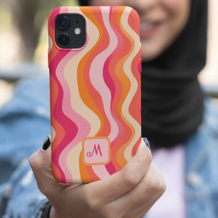 Pink Groovy Retroästhesie - Mit Monogramm Case-Mate iPhone Hülle