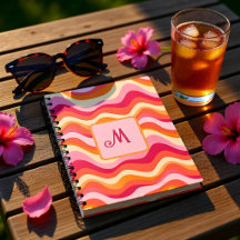 Pink Groovy Retroästhesie - Mit Monogramm