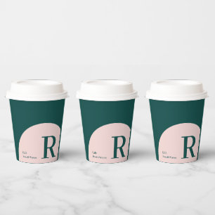 Pink & Grün Farbblock Geschäft individuell Coffe Pappbecher