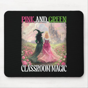 Pink-Grüne Clroom-Magie-Hexen-Halloween-Lehrerin Mousepad