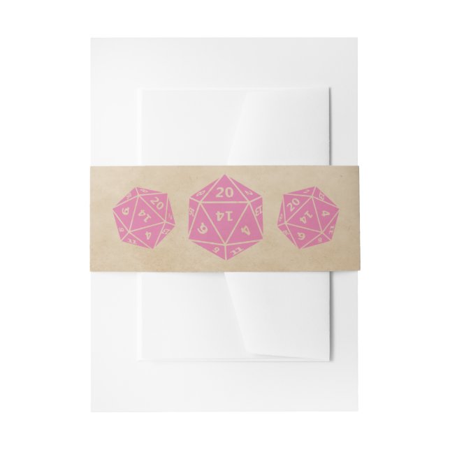 Pink Grunge D20 Dice Gamer Bly Bands Einladungsbanderole (Vorderseite Beispiel)