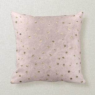Pink Grungy Rose Metallic Polka Dots Imitate Gold Kissen