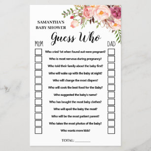 Pink Guess, die Baby Dusche zweisprachige Spielkar Flyer