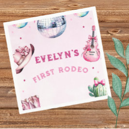 Pink Guitar Cowboy Party Cactus Birthday Serviette