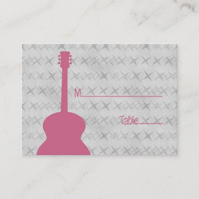 Pink Guitar Grunge Platzkarte (Vorderseite)