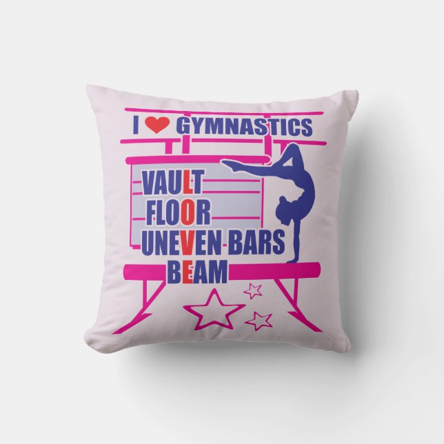 Pink Gymnast - I Liebe Gymnastik Kissen (Vorderseite)