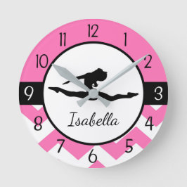 Pink Gymnastics Wall Clock Runde Wanduhr