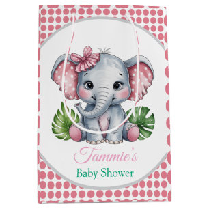 Pink Hair Bow Niedlich Elephant Baby Dusche Mittlere Geschenktüte