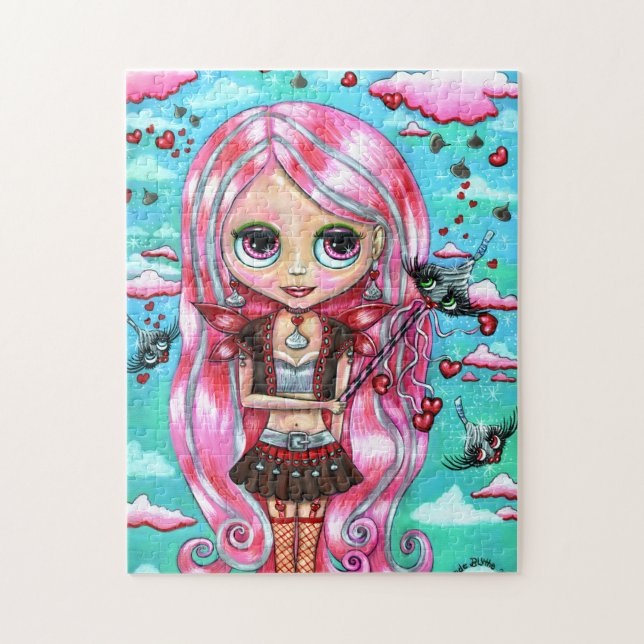 Pink Hair Hearts und Kisses Fairy Big Eyes (Vertikal)